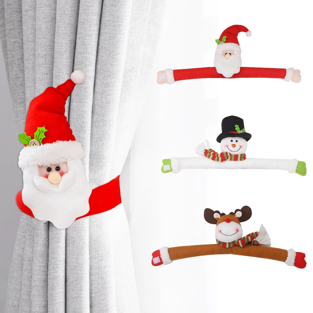 Рождество Санта/Снеговик/Лось мультфильм занавес пряжки украшения для дома Рождество орнамент Navidad год