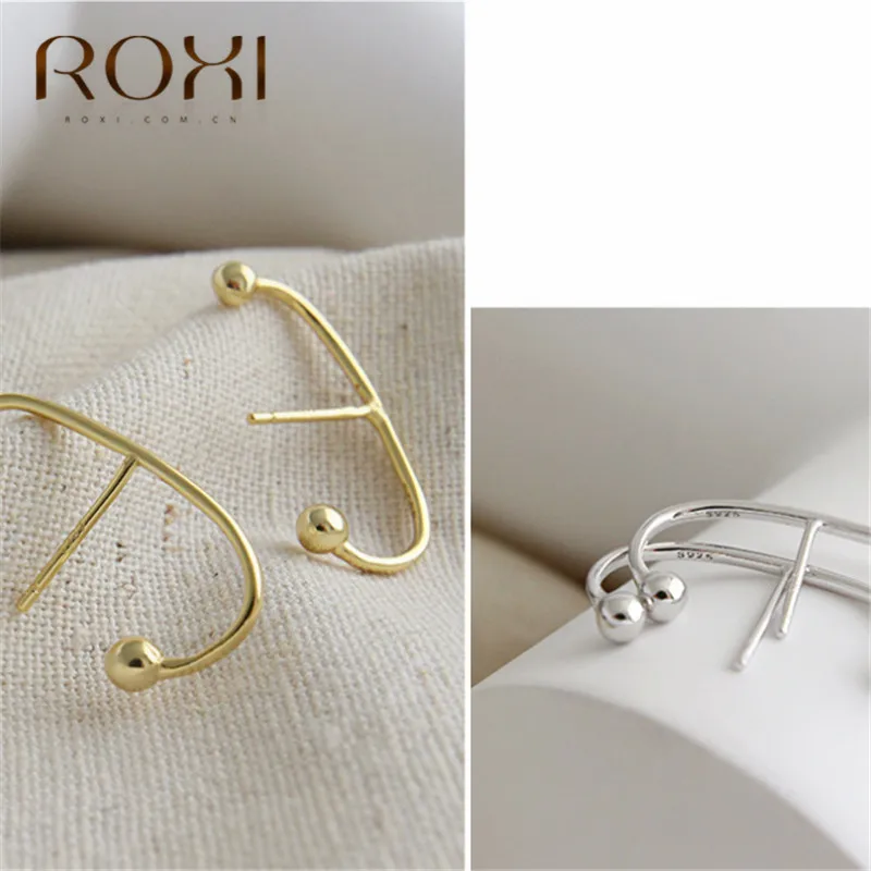 ROXI стильные серьги-гвоздики для женщин серьги из стерлингового серебра 925 пробы корейские серьги геометрической формы Brincos INS простые свадебные серьги