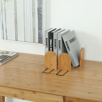 

New Anti-skid Bookends Book Ends Shelf Holder Nature Wood Book Stand Desktop Organizer Bookends Book Ends Shelf Holder