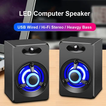 

LED Light USB Wired Wiless Desktop Computer Speakers Heavy Bass Hifi Subwoofer PC Gaming Combination Bluetooth Speaker for Phone