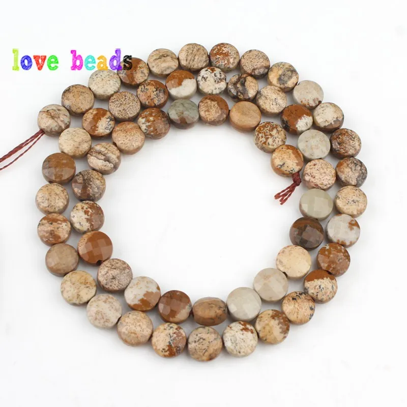 picture jasper 6x6 мм натуральный граненый камень бусины Бирюза Jaspers Кристалл монета бусины для изготовления ювелирных изделий Diy браслет ожерелье 15" - Цвет: picture jasper