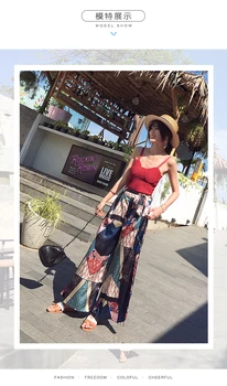 

Beach pants Women's Seaside Holiday Broad-legged Pants Skirts Bohemian Printed Trousers in Summer Thai Ethnic Wind