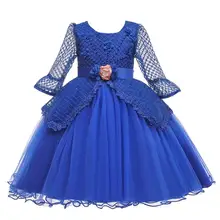 Рождественское платье; элегантное платье принцессы с цветочным узором и бисером и короткими рукавами для девочек; Детские вечерние платья с кружевным бантом; Одежда для девочек