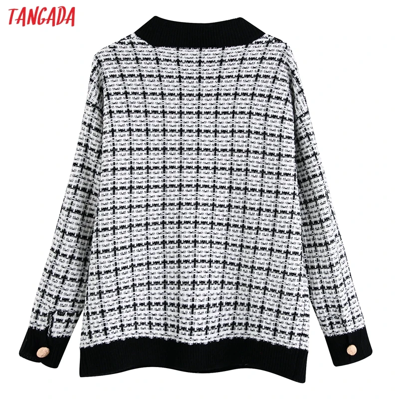 Kopen Tangada 2019 Winter vrouwen losse lange gebreide jas pocket Lange Mouw knoppen Overjas dames jassen uitloper BE33