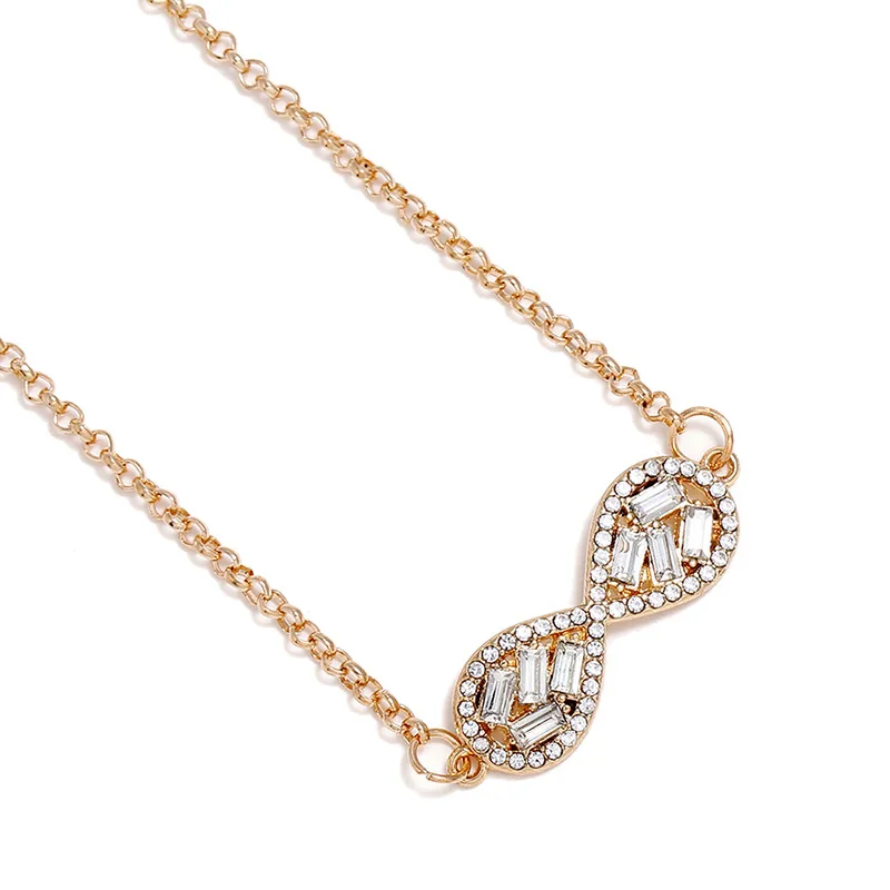 Wish Amazon Hot Selling Necklace Women's Europe And America Retro Adjustable Micro Zircon 8-Word Pendant Wholesale NZ0926