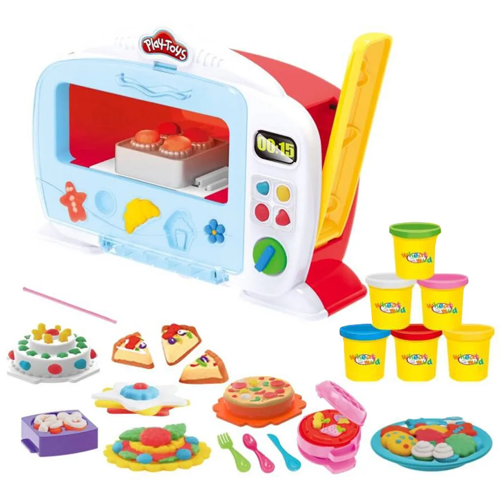 

Children Pretend Role Play Magic Wheat Mud Kitchen Cookware DIY Simulate Microwave Oven Maker Pretend Educational Toy M0731