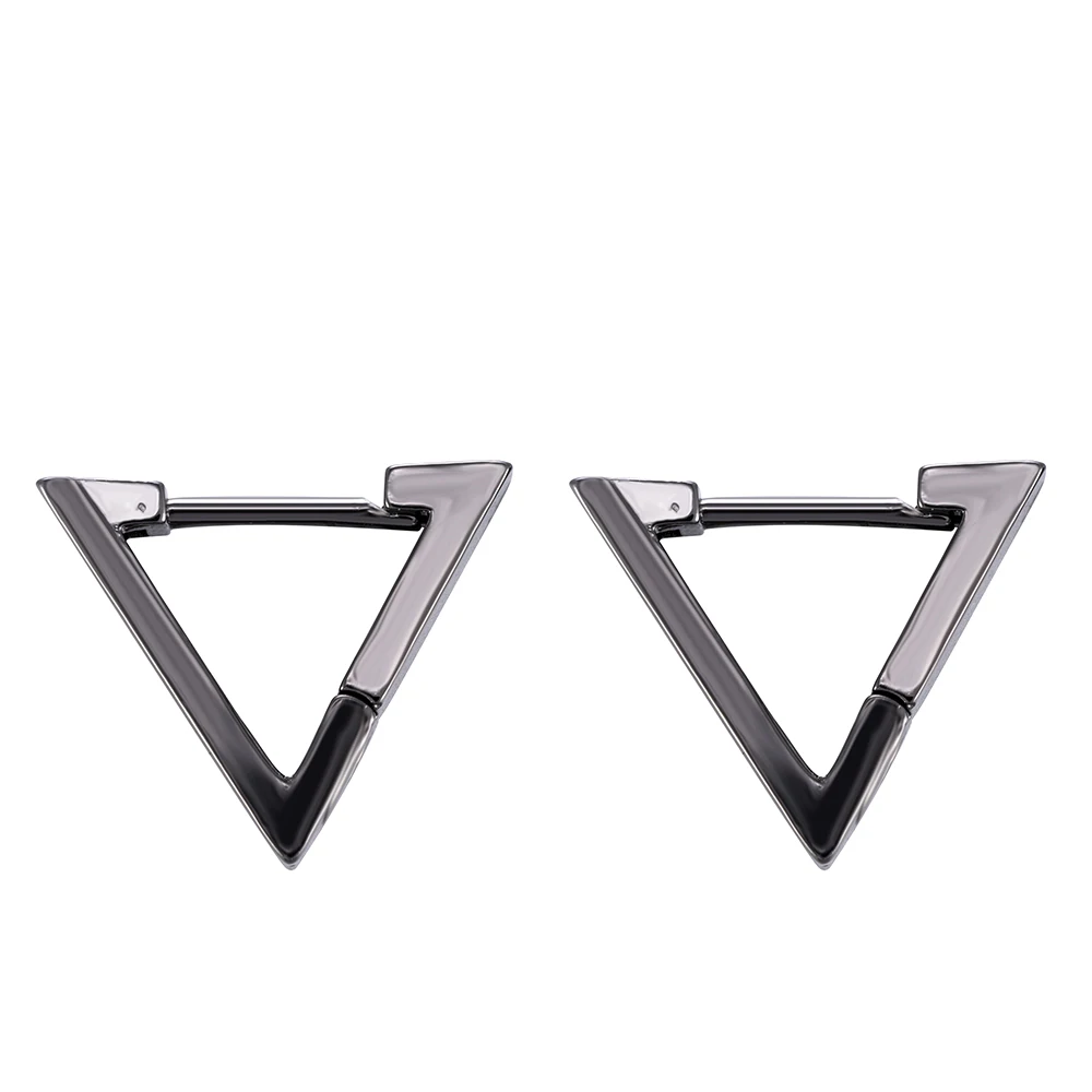 New Fashion Creative Geometric Men Women Triangle Earrings Silver Black Gifts Aretes De Mujer Modernos - Окраска металла: ED684