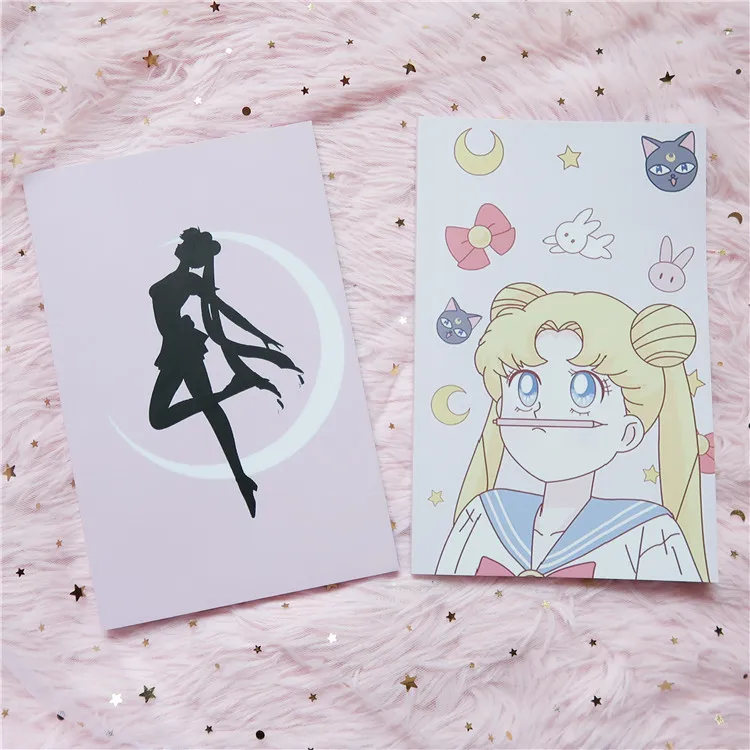 

Anime Sailor Moon Hare Notebook Cute Cartoon Water Ice Moon Notebook Handbook Diary Net Hong Book