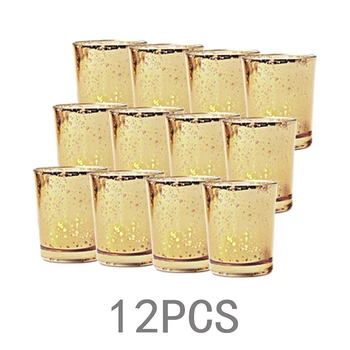 

12pcs Golden Plating Star Glass Votive Candle Box Tealight Candle Cups for Weddings Restaurant Parties Household Ornament