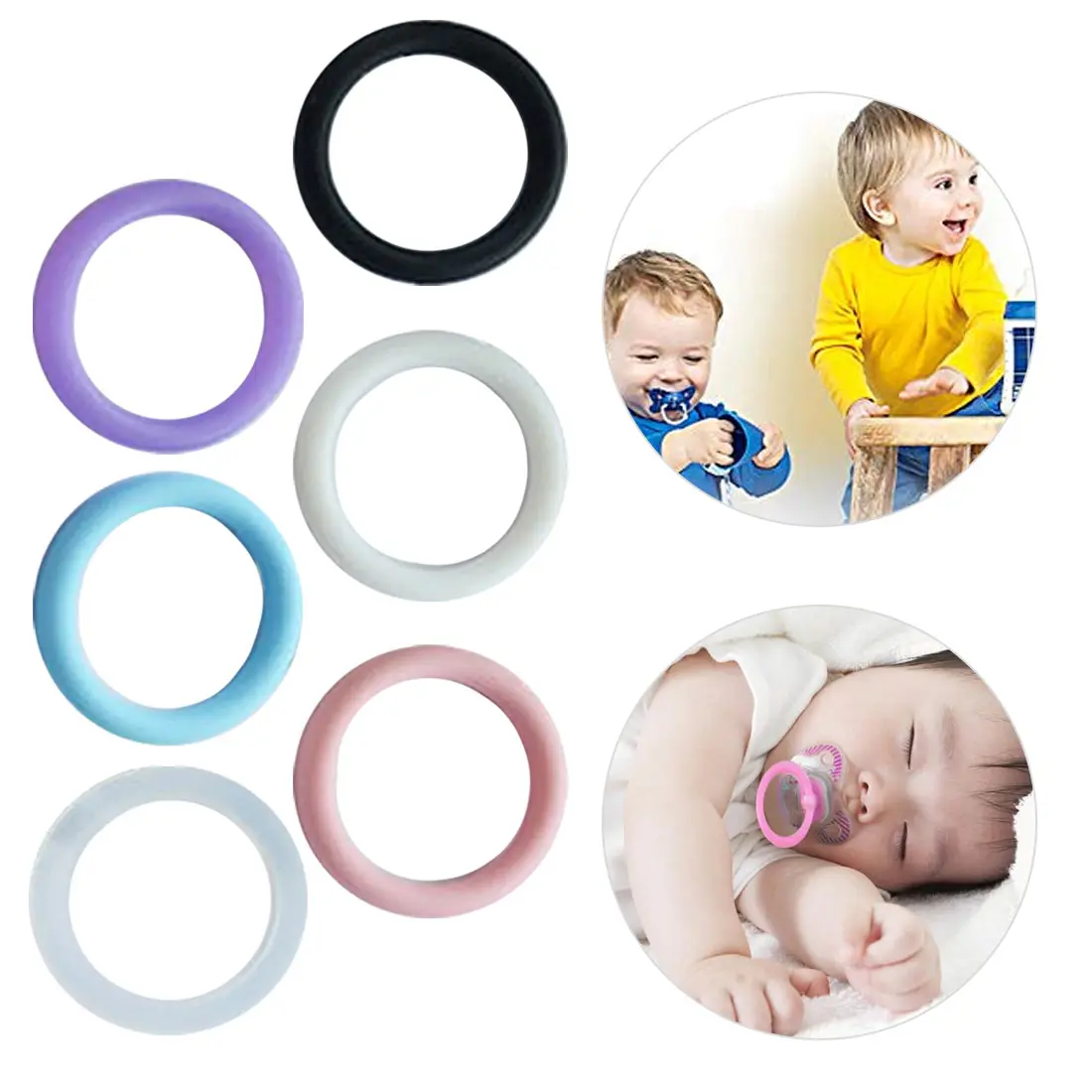 

10pcs BPA Free Clear Silicone O Rings DIY Baby Dummy Napkin Pacifier Chain Clips Adapter Holder O Rings Food Grade