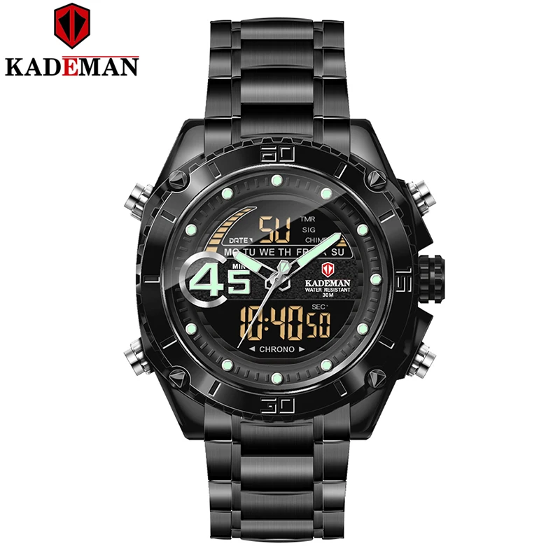 

KADEMAN Men's Sports LED Digital Display Waterproof Military Army Shockproof Alarm Watches Male Clock Relogios Masculino