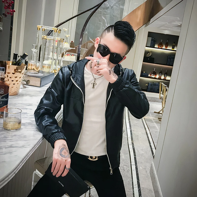 Veste Moto Homme Casaca De Cuero Hombre Cortas черные куртки мужская кожаная куртка-бомбер мужская кожаная куртка с капюшоном Мужские