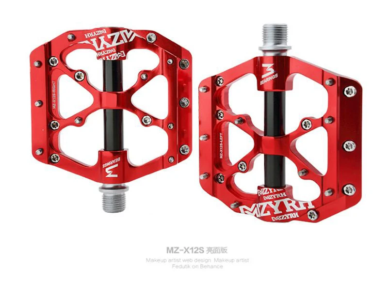 3 подшипника Велосипедный спорт Плоские Педали Хромомолибденовая Сталь ось горного велосипеда дорожный велосипед Велоспорт велосипед педали очень герметичный универсальные резьбовые Запчасти - Цвет: Красный