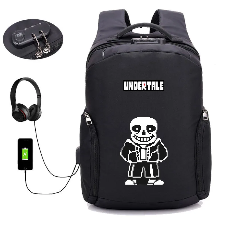 Аниме игра Undertale рюкзак usb зарядка рюкзак для мужчин wo мужчин дорожные сумки студенческая книга рюкзак ноутбук посылка - Цвет: 11
