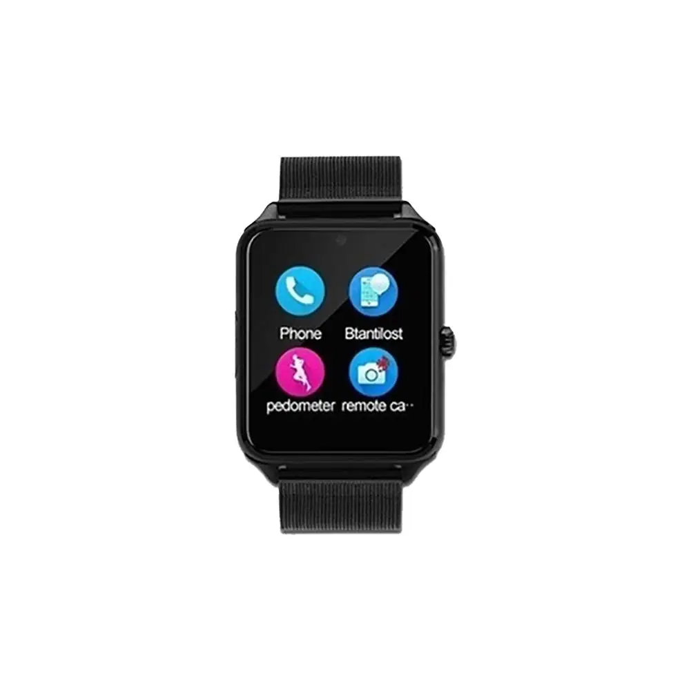 Black Смарт-часы Z60 со стальным ремешком, умный Браслет, Bluetooth, шагомер, напоминание о необходимости двигательной активности, монитор сна, удаленная камера, спортивный браслет - Цвет: Black