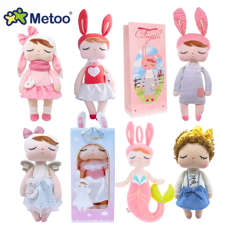 Metoo Angela Rabbit plush Doll with Paper Gift bag Boxed Stuffed Animals toys Sleep dolls Kids Appease Baby Birthday Christmas