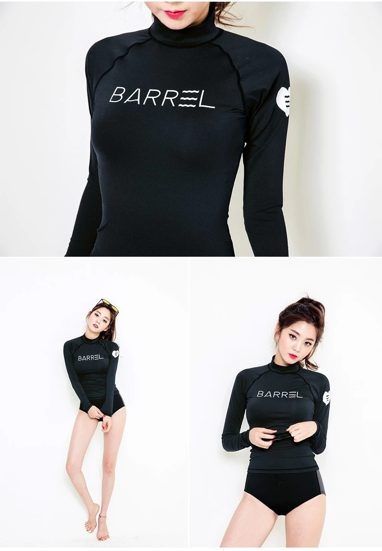 Корейский Черный Rashguard купальник с длинным рукавом для серфинга с длинным рукавом бикини плавание рубашка УФ UPF 50 футболка купальный костюм
