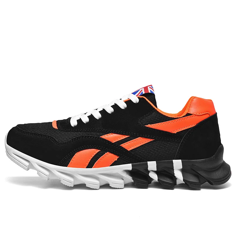 New Blade Men Running Shoes Outdoor Comfortable Jogging Walking Sports Shoes Non-slip Light Shock Absorber Breathable Sneakers - Цвет: Black Orange