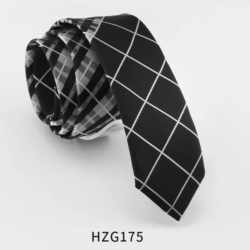 HZG175 Высокое качество новые дизайнерские бренды модные деловые повседневные 5,5 см тонкие галстуки для мужчин обтягивающие Галстуки рабочие с подарочной коробкой черные - Цвет: HZG175