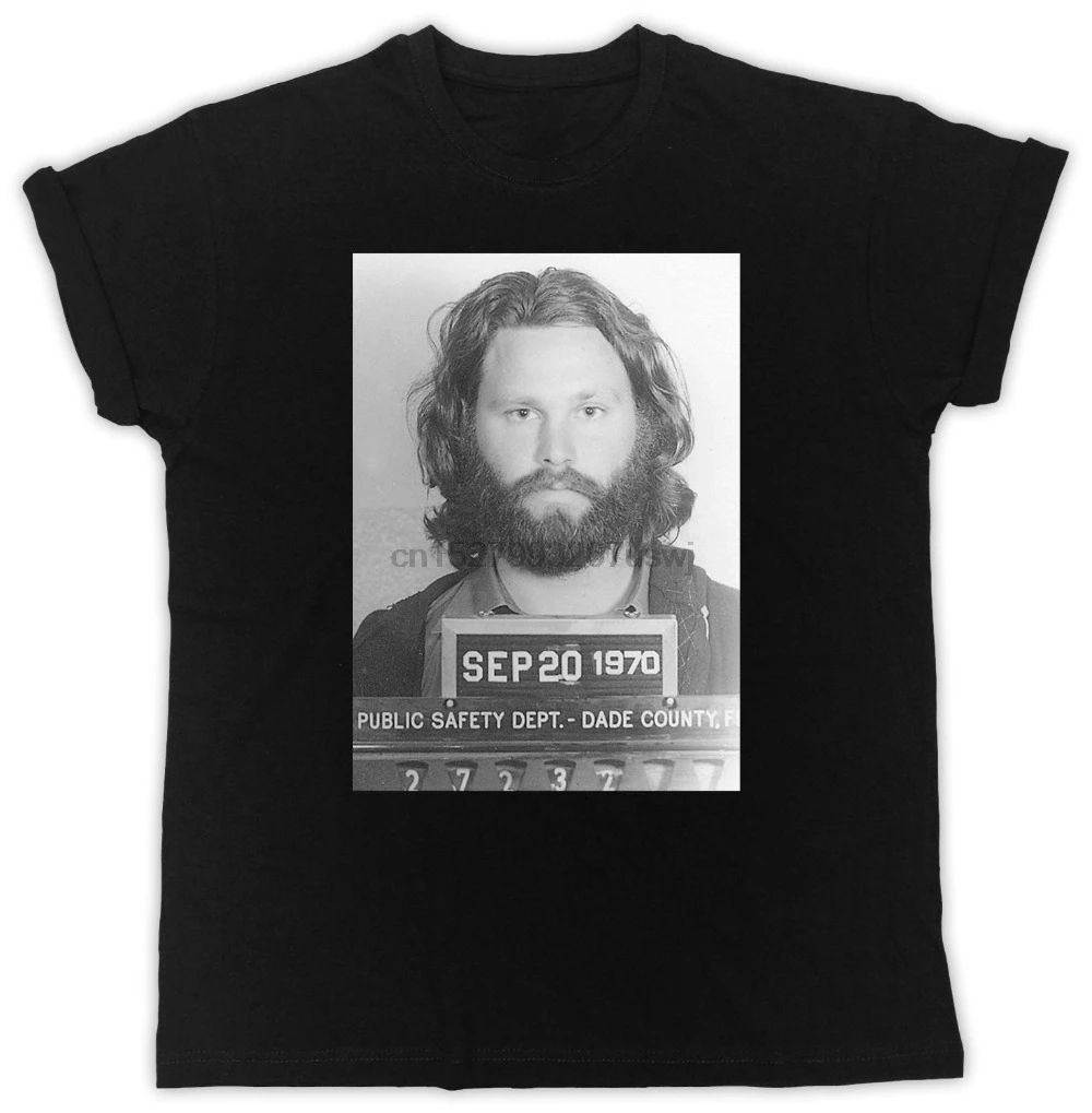 

New Brand-Clothing T Shirts JIM MORRISON MUGSHOT TSHIRT COOL SHORT SLEEVE UNISEX BLACK T-SHIRT Men O-Neck Tee Shirt