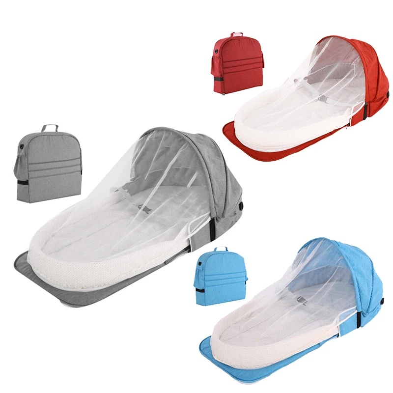 Mummy Bag Portable Foldable Crib Travel Foldable Bed Bag with Mosquito