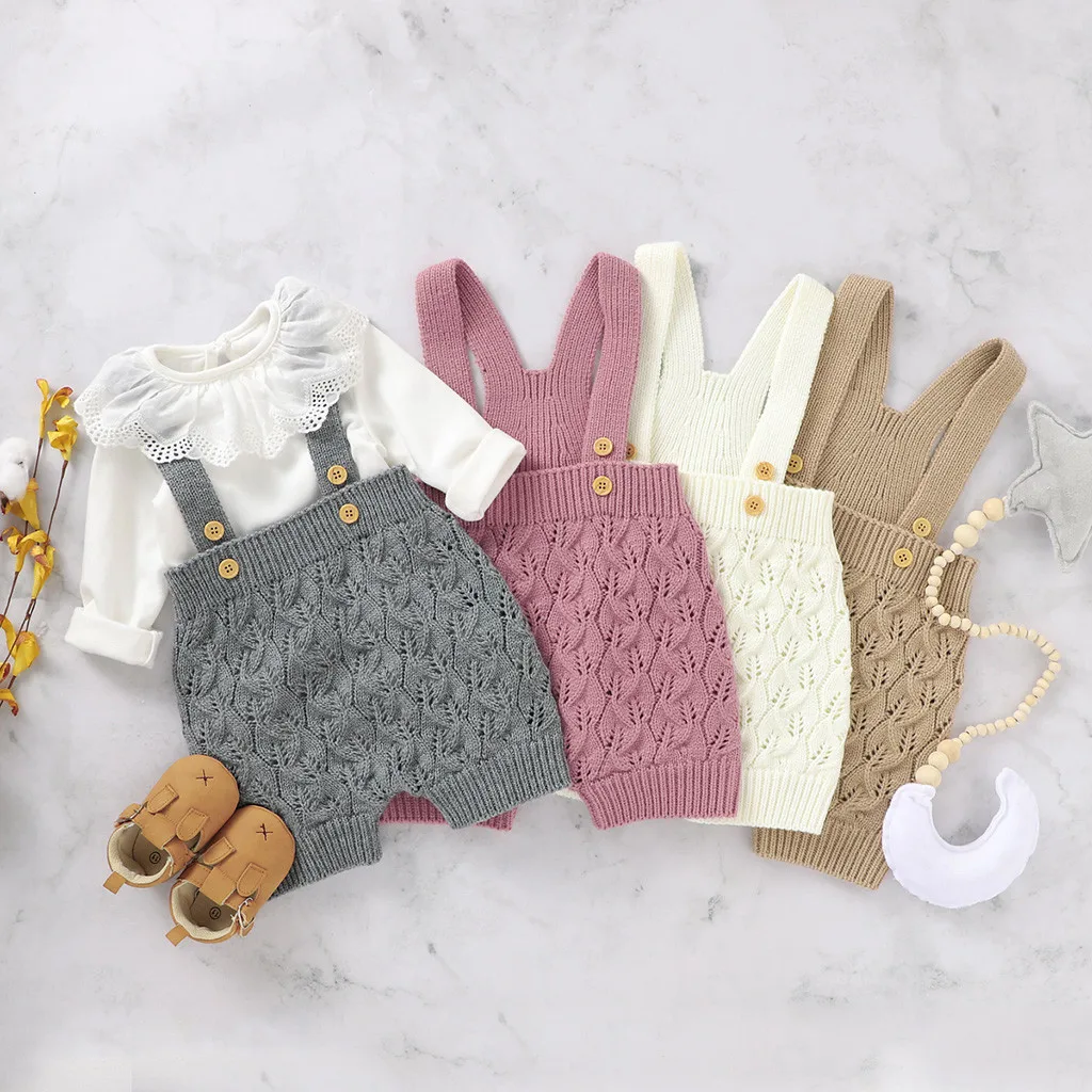 

2020 child Solid color sweater sweater overalls Newborn Infant Baby Girl Boy Winter Warm Knit Jumpsuit Outwear Romper Sweater Y4