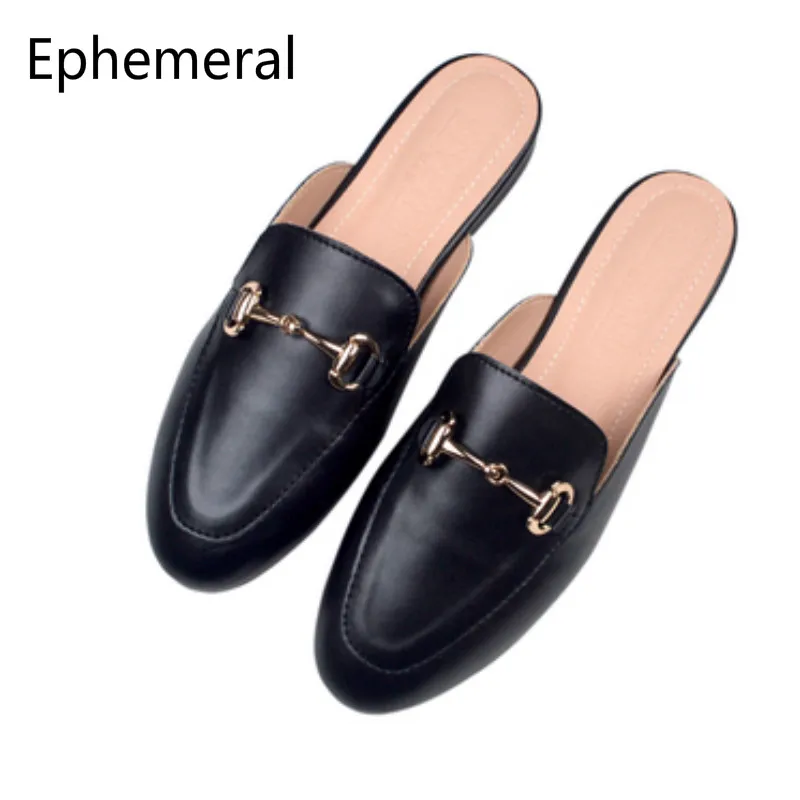 

Ladies Luxury SequinedSlides 31-44 Pointy toe Kvoll Women Single Slippy On Flats Retro Slip-On Brown Sandalias Summer Slippers