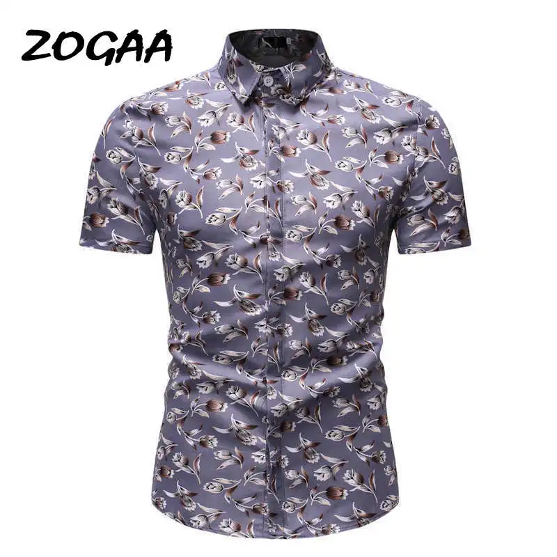 

ZOGAA 2020 summer new men's business casual fashion printing large size short sleeve shirt three colors optional