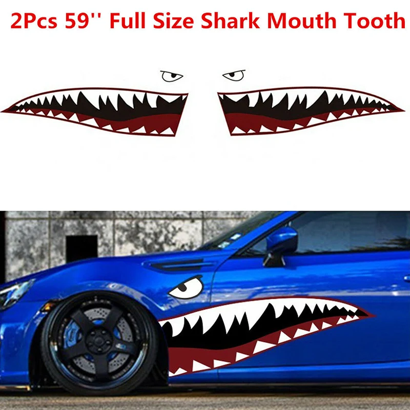 2PCS Top Sales Shark Mouth Teeth Graphic Vinyl Car Sticker Decal Graphics Decor