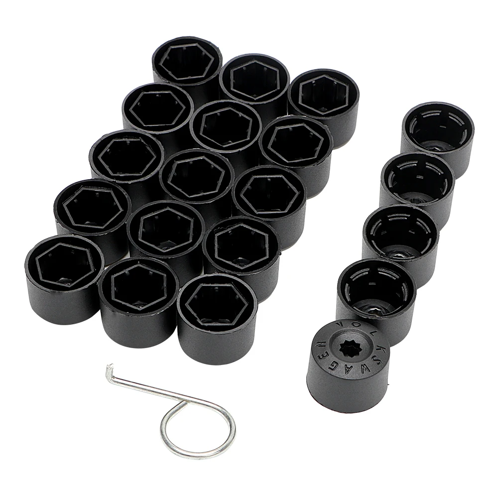20Pcs 17mm Universal Car Tyre Lug Nut Bolt Screw Cover Protection Cap Silver EVGATSAUTO Replacement Car Wheel Hub Covers