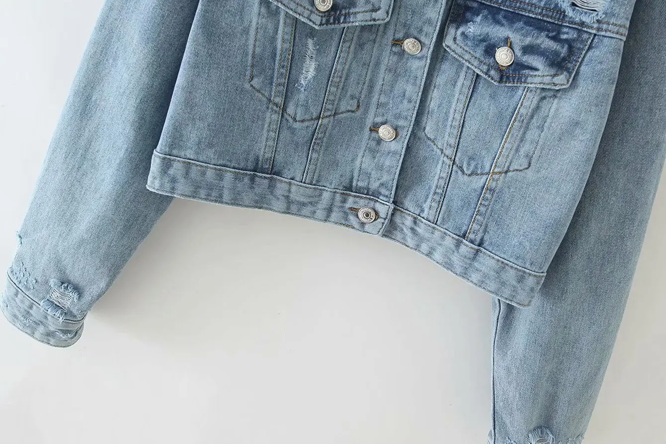 

2019 WOMEN'S Dress Spring And Autumn New Style Fold-down Collar with Holes Jeans Coat Women's Western Style Single Breasted WOME