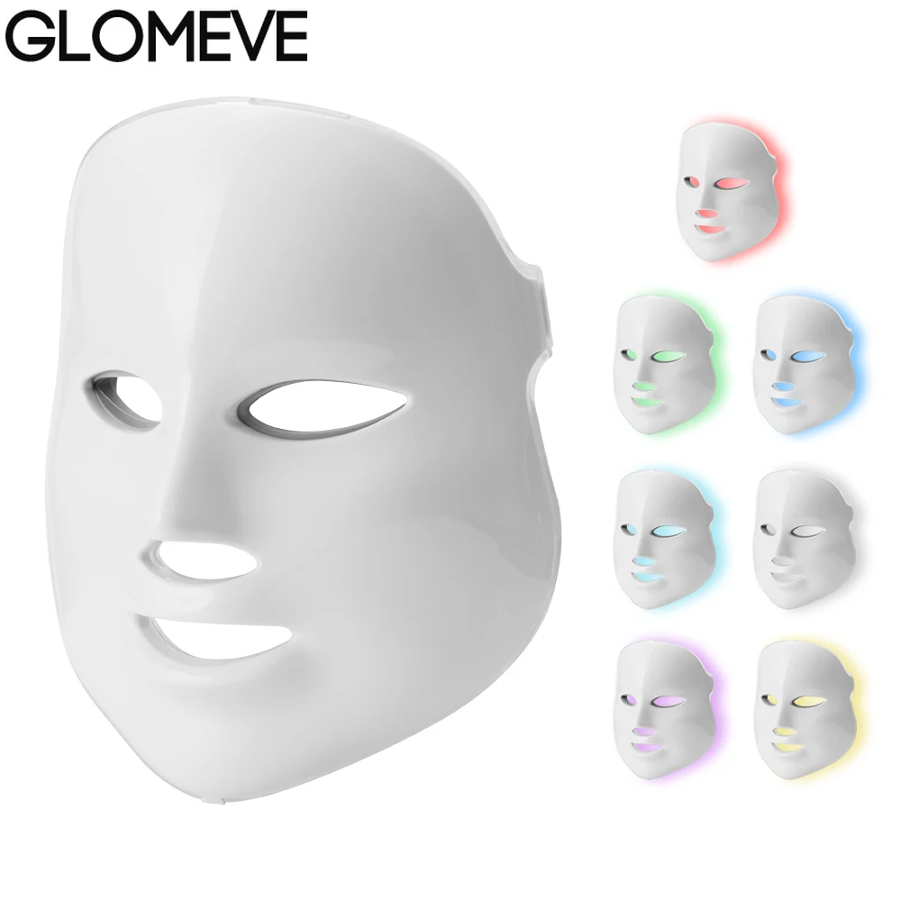 Светодиодный маска для лица, терапия, 7 цветов, светильник, уход за кожей, омоложение, красота, фотон, удаление морщин, акне, спа, инструменты для красоты лица