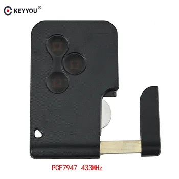

KEYYOU Smart Key Card For Renault Megane Scenic 2003-2008 ID46 / PCF7947 Chip 433MHz 3 Buttons Car Remote Key