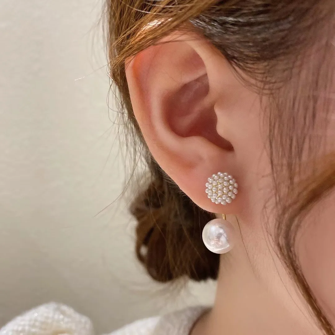 Elegante Ball Zurück Hängen Perle Anhänger Ohrringe Für Frau Design Sinn Schmuck Koreanische Mode Zubehör Mädchen Süße Ohrringe – Detail 10