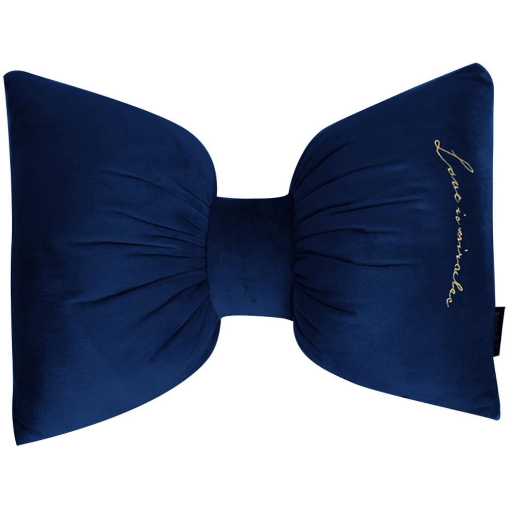 

Office Minimalist Bow Tie Car Headrest Detachable Washable Zipper Closure Cute Waist Pad Nordic Sleeping Home Neck Pillow Velvet