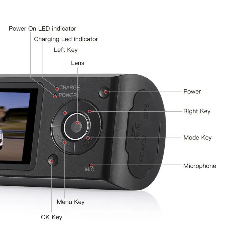 Автомобильный видеорегистратор AKASO HD с двумя объективами GPS камера заднего вида g