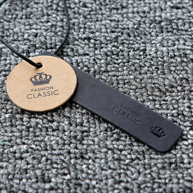 Source Custom brand logo special black card paper tag screen