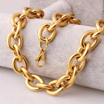 

Tisnium Gold Color Hip Hop Man Necklace Bracelet High Quality Stainless Steel Chain Punk Jewelry Wholesale and Retail 11mm