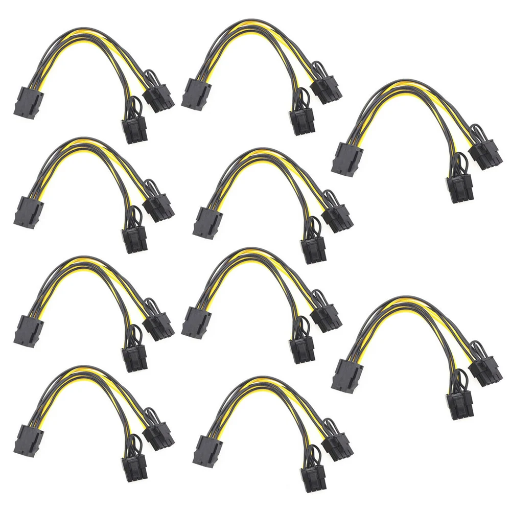 10 шт. PCI-E 6-pin двойной 6 + 2 pin (6 стежков на каждые 8 pin) разветвитель питания кабель