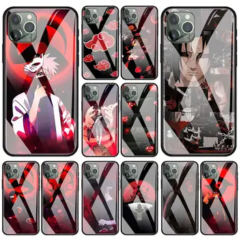 

Tempered Glass Case for Apple iPhone 11 Pro XS Max X XR XS 8 7 6 6S Plus 8+ 7+ Silicone Edge Shell Akatsuki Naruto Anime