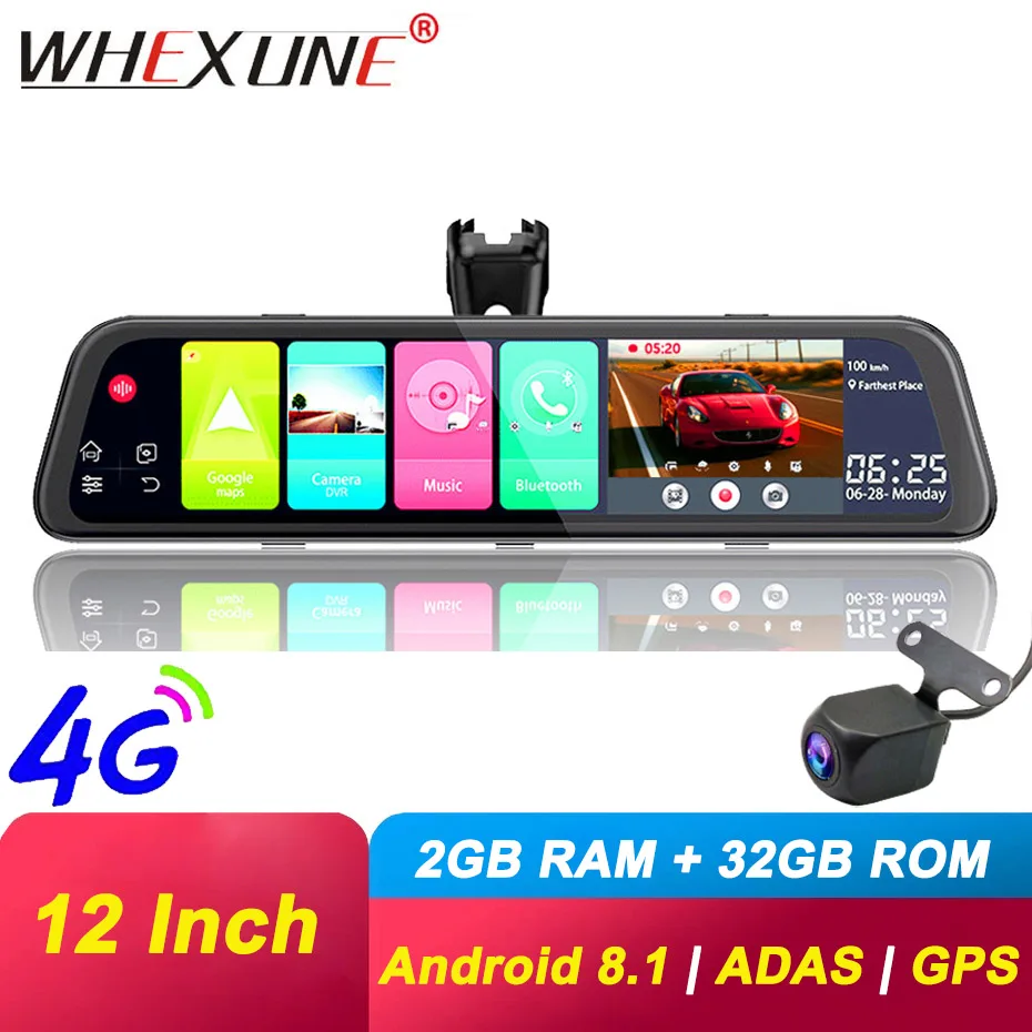 WHEXUNE 2 Гб ОЗУ 32 ПЗУ Android 8 1 ADAS 4G WIFI GPS Bluetooth навигация автомобильный видеорегистратор