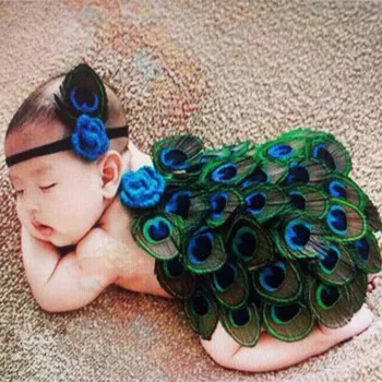 

Lovely with Headwear Peacock Wings 100 days Newborn baby photography clothing props newborn baby take photo clothes < 3 Months