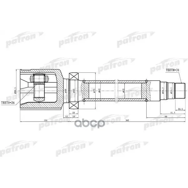 Шрус Внутренний Правый 31x36.2x26 Ford Mondeo Ca2 07- PATRON арт. PCV1325