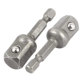 

2x Impact Driver Drill 1/4 inch to Hex Shank 1/2 inch Chuck Socket Adapter Set Gray