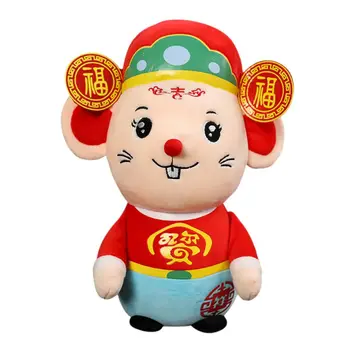 

2020 Year of the luck Rat Mascot Plush Toy Fortune Mouse plush toy stuffed doll Zodiac Chinese new year gifts for childern kids