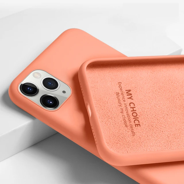 Case For iPhone 11 12 13 Pro Max SE 2 2020 6 S 7 8 Plus X XS MAX XR 12 13 Mini Cute Candy Color Couples Soft Silicone Cover Coral Orange