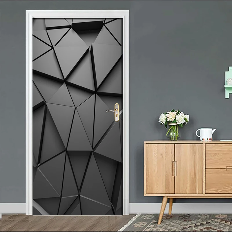 Самоклеющиеся украшения для дома 3d дверь стикер геометрические водонепроницаемые обои печать картины на стену Ремонт для гостиной