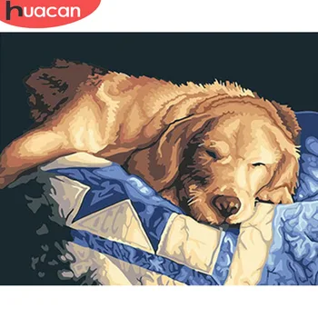 

HUACAN Painting By Number Dog Kits Drawing Canvas HandPainted Animal Picture DIY Art Home Decoration Gift