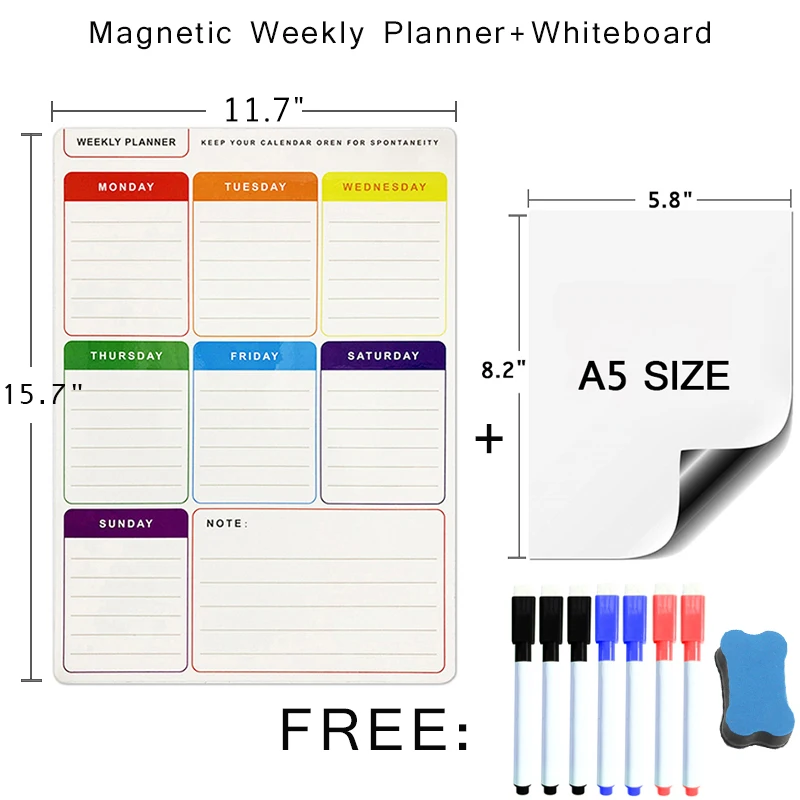 Tanio Magnetyczny kalendarz tygodniowy miesięczny A5 tablica łatwe wymazywanie tablica