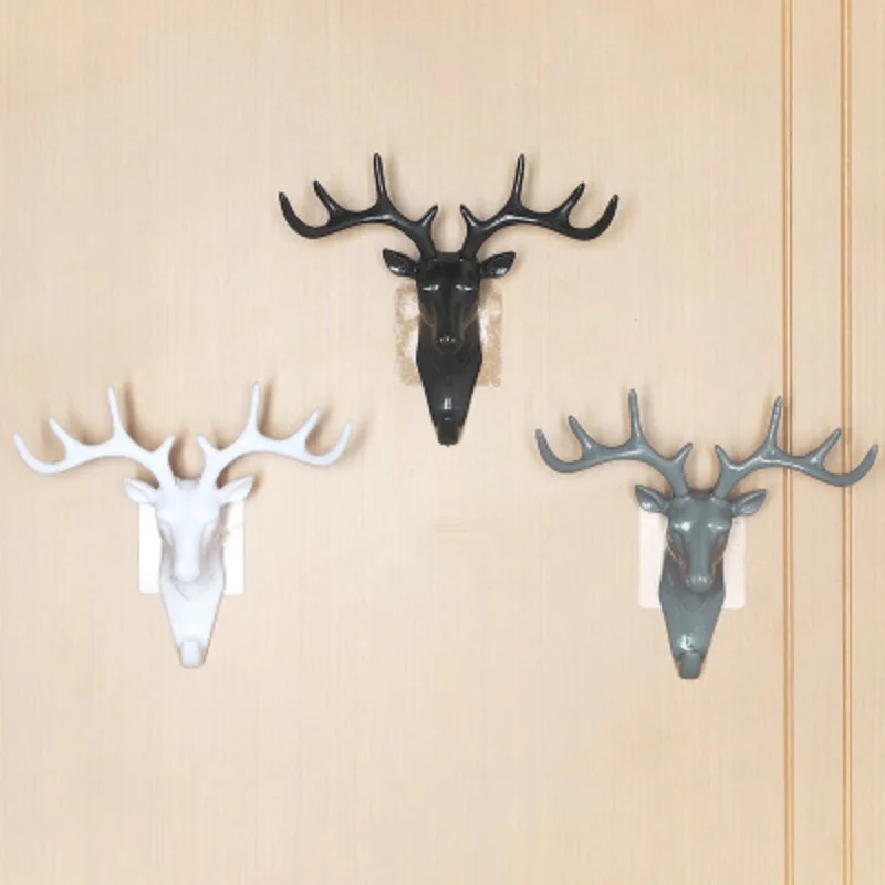 

Wall Mount Deer Head Key Holder Hanger Reusable Adhesive Jewellery Display Rack Bathroom Towels Hanger